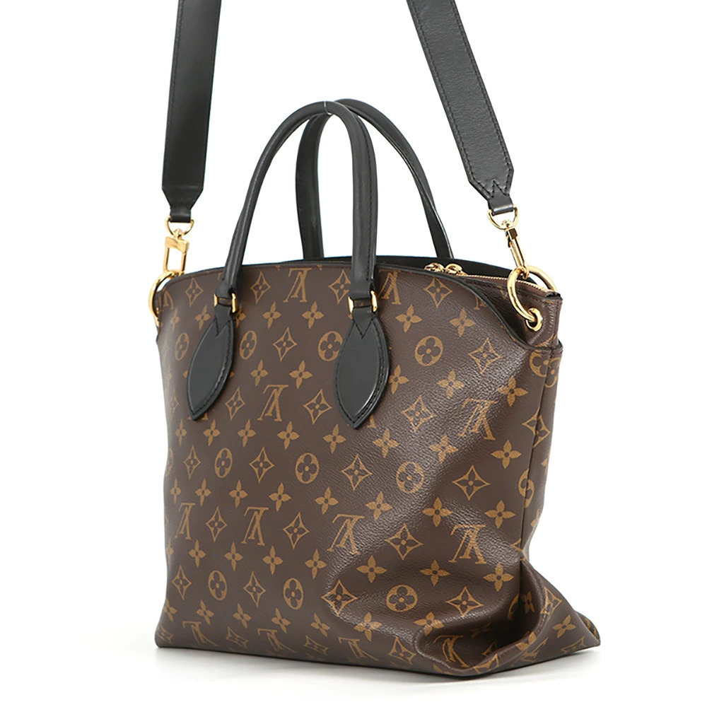 Louis Vuitton Zipped Flower Handbag Monogram Tote Brown